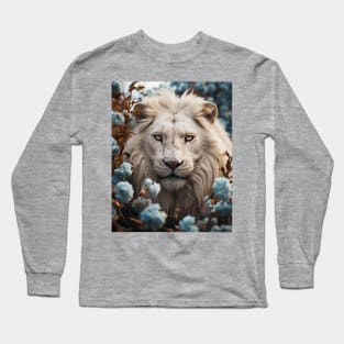 Floral White Lion Long Sleeve T-Shirt